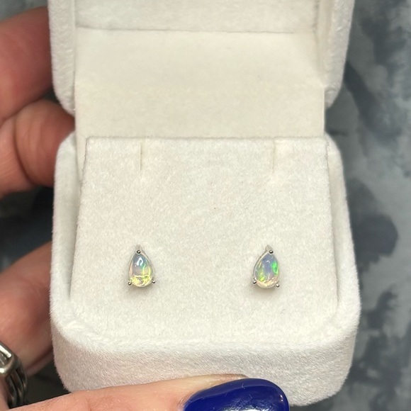 Jewelry - So Pretty!  Geuine Fire Opal Teardrop 6x4mm Earrings in 925 Sterling Silver